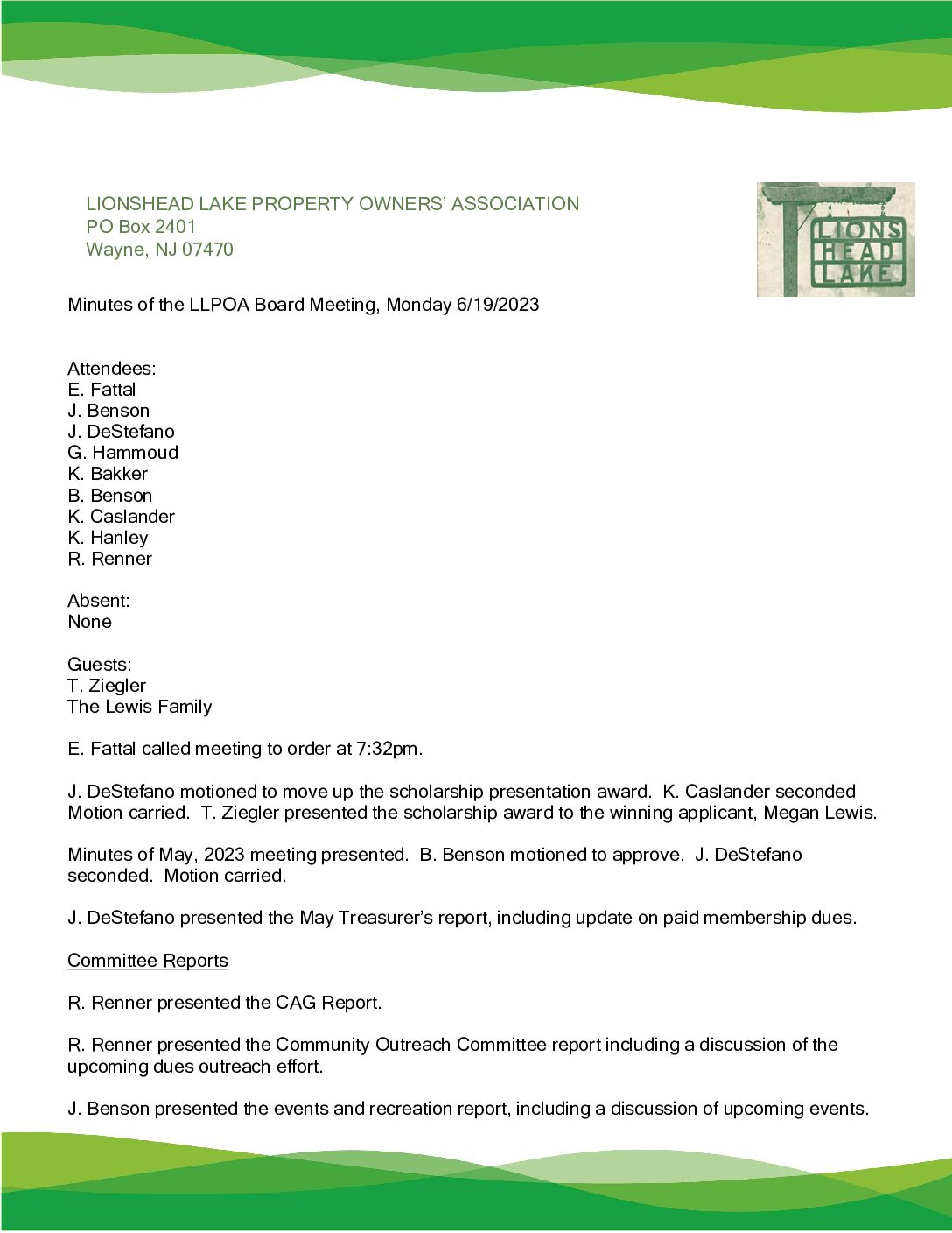 LLPOA June 2023 Meeting Minutes