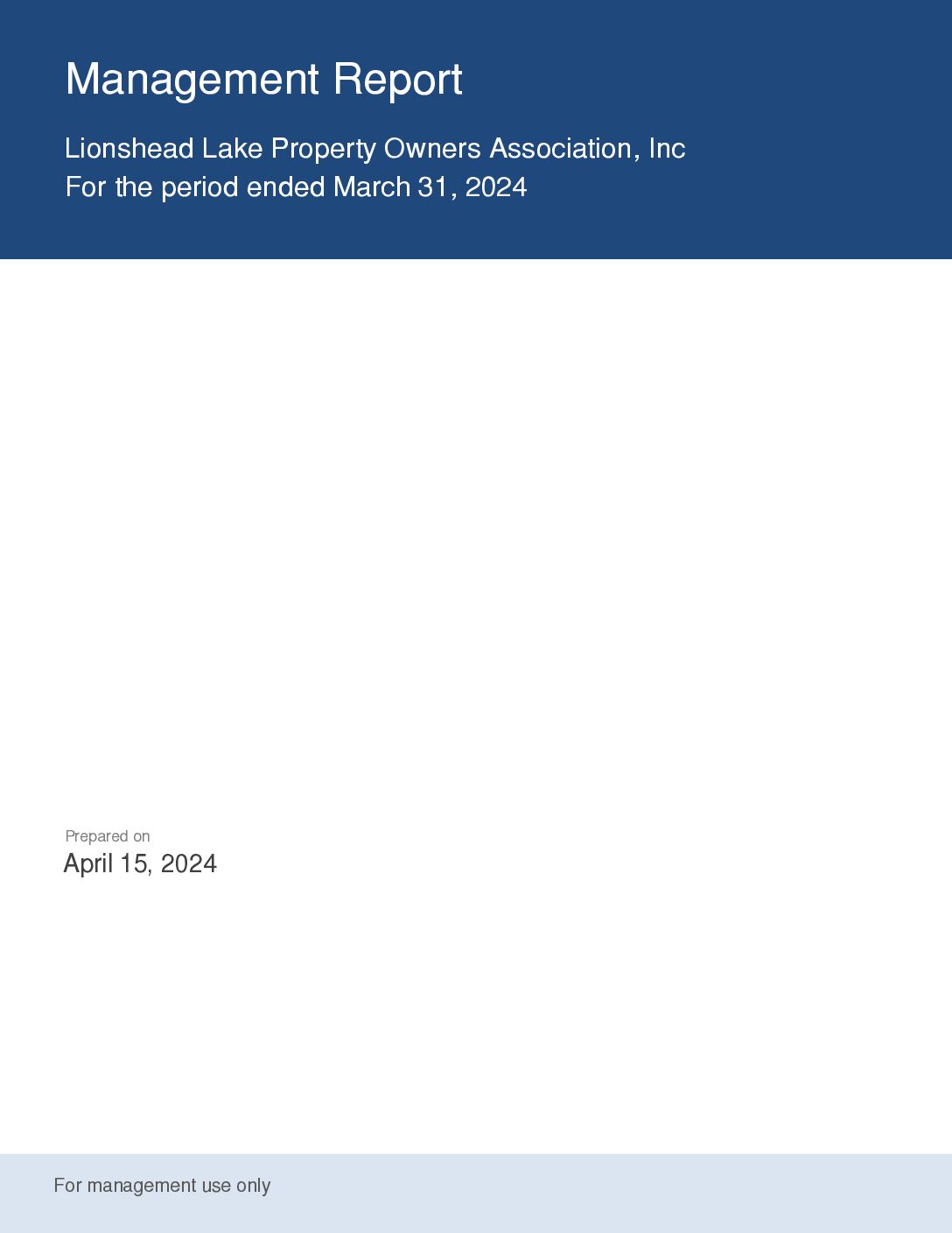 March 2024 LLPOA Treasurers Report